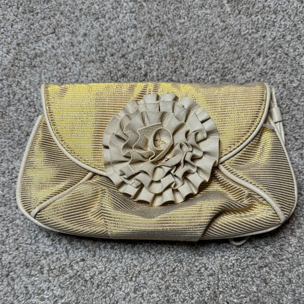 Loeffler Randall for Target Gold Metallic Rosette Wristlet Clutch